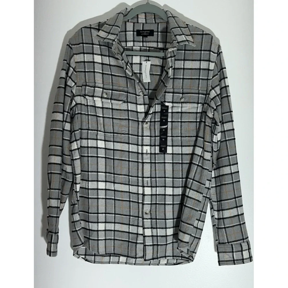 (11/b47)Banana Republic Men's L Plaid Flannel Button-Up Shirt Jacket Size Medium